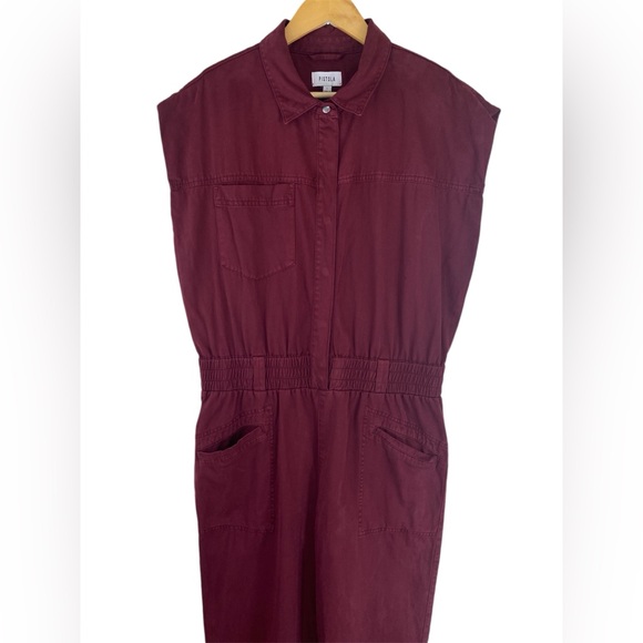 Anthropologie Pistola Rosie Button Front Jumpsuit Burgundy Size Large - Picture 6 of 13